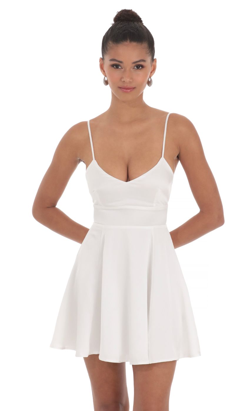 Picture Satin Open Back A-line Dress in White. Source: https://media-img.lucyinthesky.com/data/May24/850xAUTO/e57a3a28-40b2-4cee-aaed-637f72dcf384.jpg