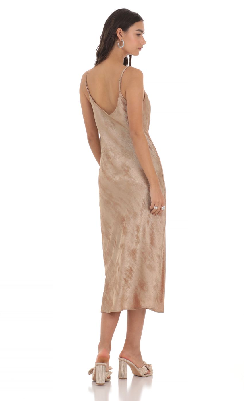 Picture Crushed Shimmer Midi Dress in Sand. Source: https://media-img.lucyinthesky.com/data/May24/850xAUTO/e99f5266-d9c8-4b48-a6b0-6b5a5460c99d.jpg