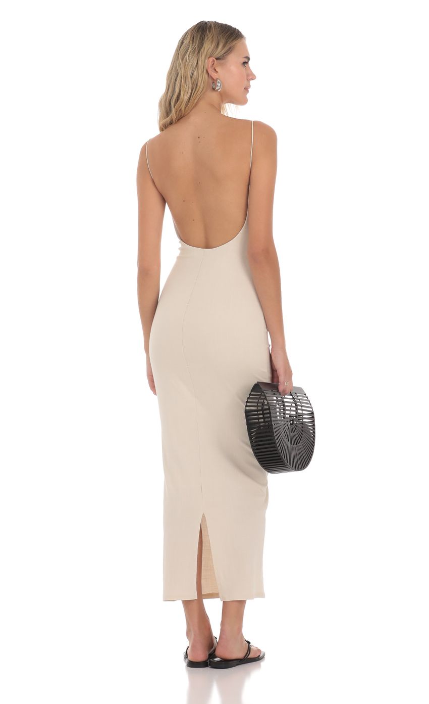 Product image for Linen Open Back Maxi Dress in Cream