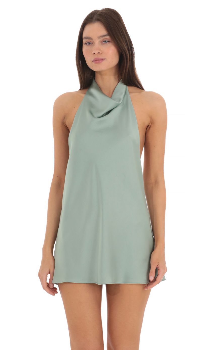Picture Satin Halter Open Back Dress in Sage. Source: https://media-img.lucyinthesky.com/data/May24/850xAUTO/ee64dbc9-37e3-4f58-9696-d11f472b92d0.jpg