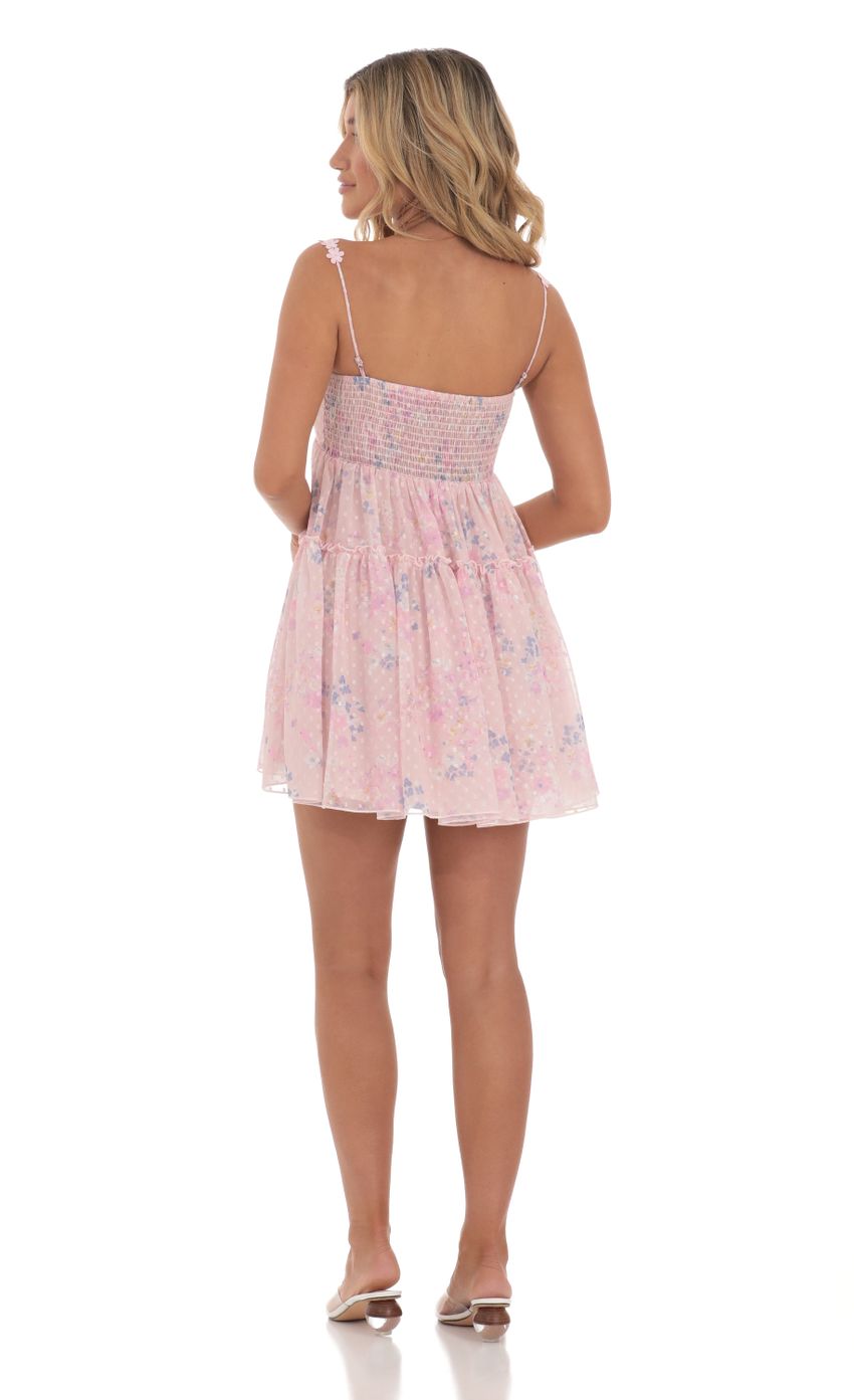 Picture Dotted Floral Babydoll Dress in Pink. Source: https://media-img.lucyinthesky.com/data/May24/850xAUTO/f3f970d2-371e-4b6a-8902-1b5a5c048f40.jpg