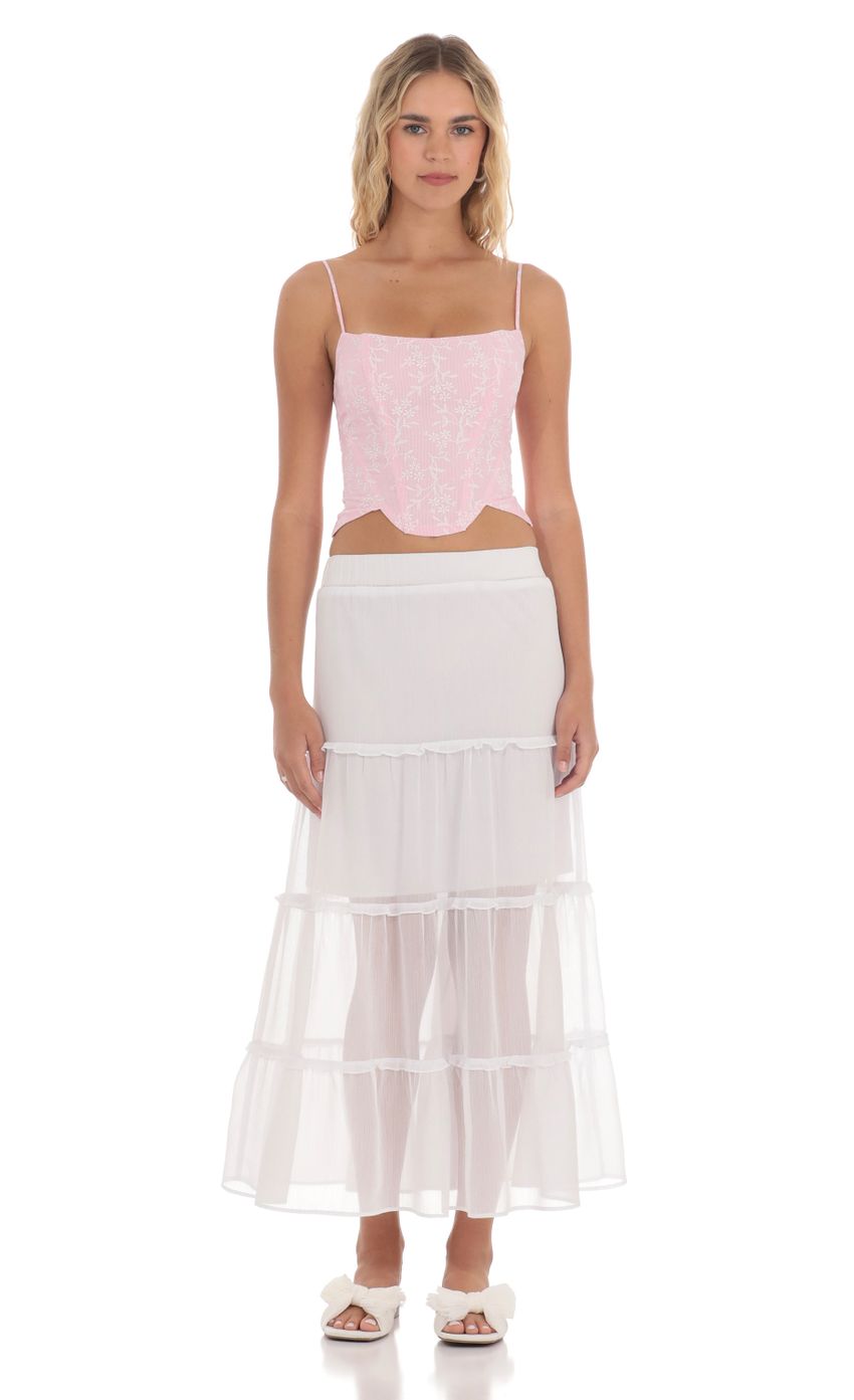 Picture Shimmer Maxi Skirt in White. Source: https://media-img.lucyinthesky.com/data/May24/850xAUTO/f5d03dd2-35e7-418a-8966-69287453427f.jpg