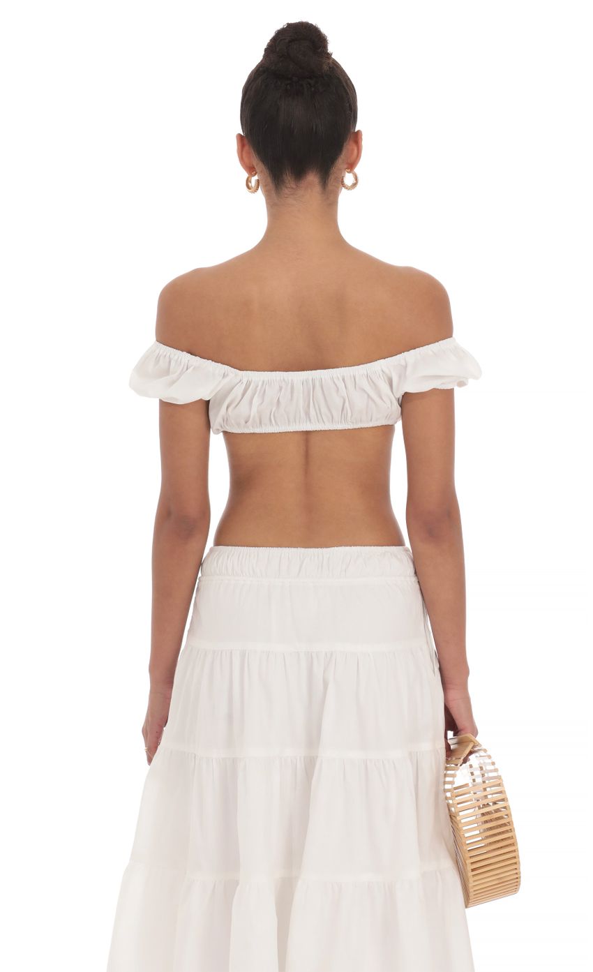 Picture Off Shoulder Crop Top in White. Source: https://media-img.lucyinthesky.com/data/May24/850xAUTO/fcaac6a7-52e4-4cc4-b173-b37f2163ffe5.jpg