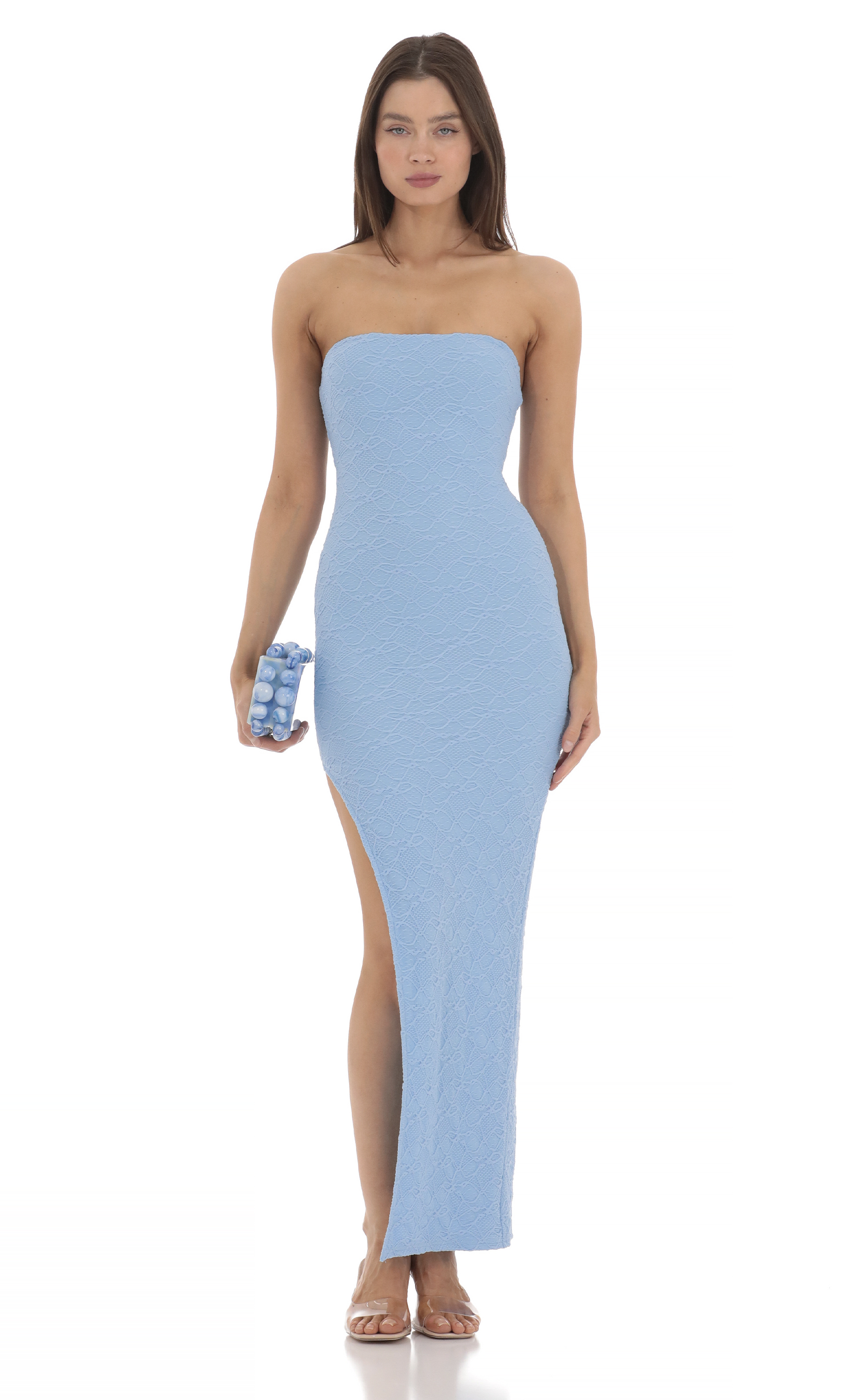 Textured Bodycon Dress in Light Blue