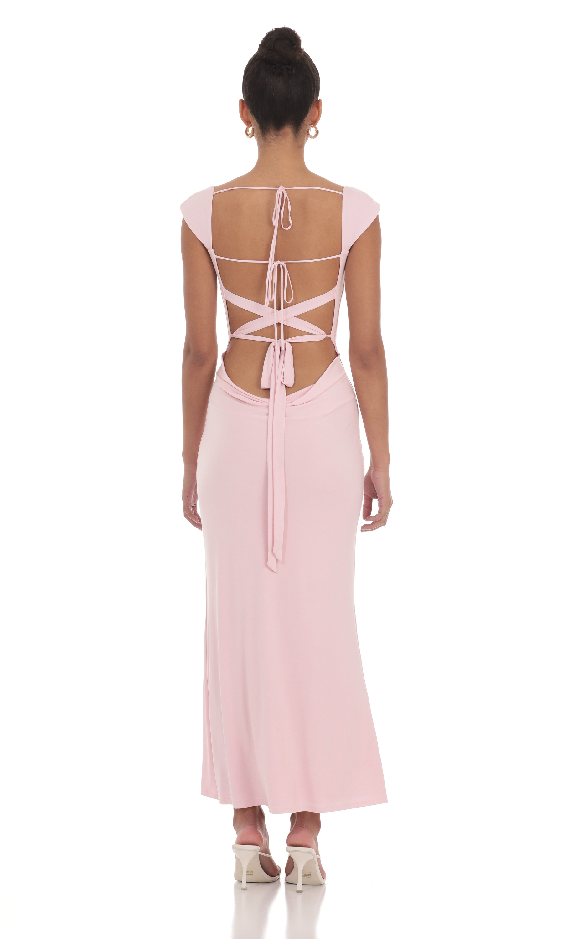 Strappy Cowl Neck Maxi Dress in Pink