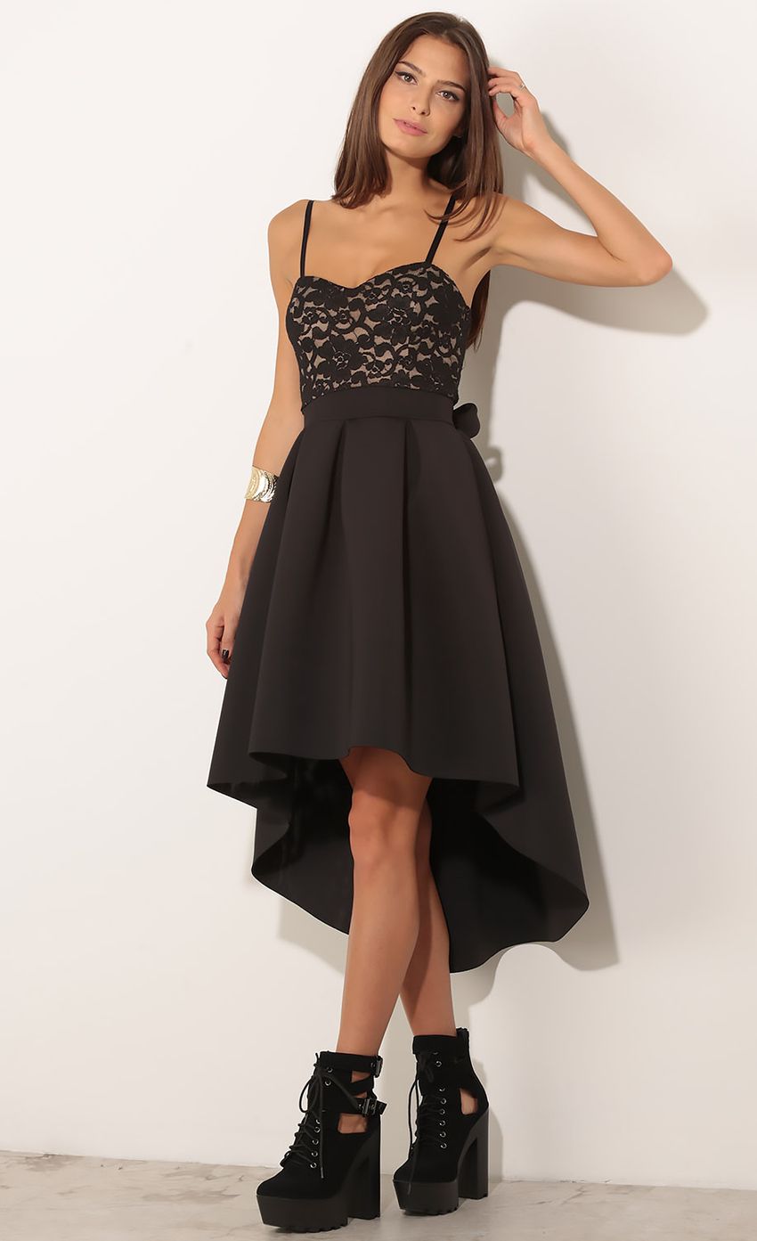 Picture Asymmetrical Dress With Bow Accent In Black. Source: https://media-img.lucyinthesky.com/data/Nov15_2/850xAUTO/0Y5A8345.JPG