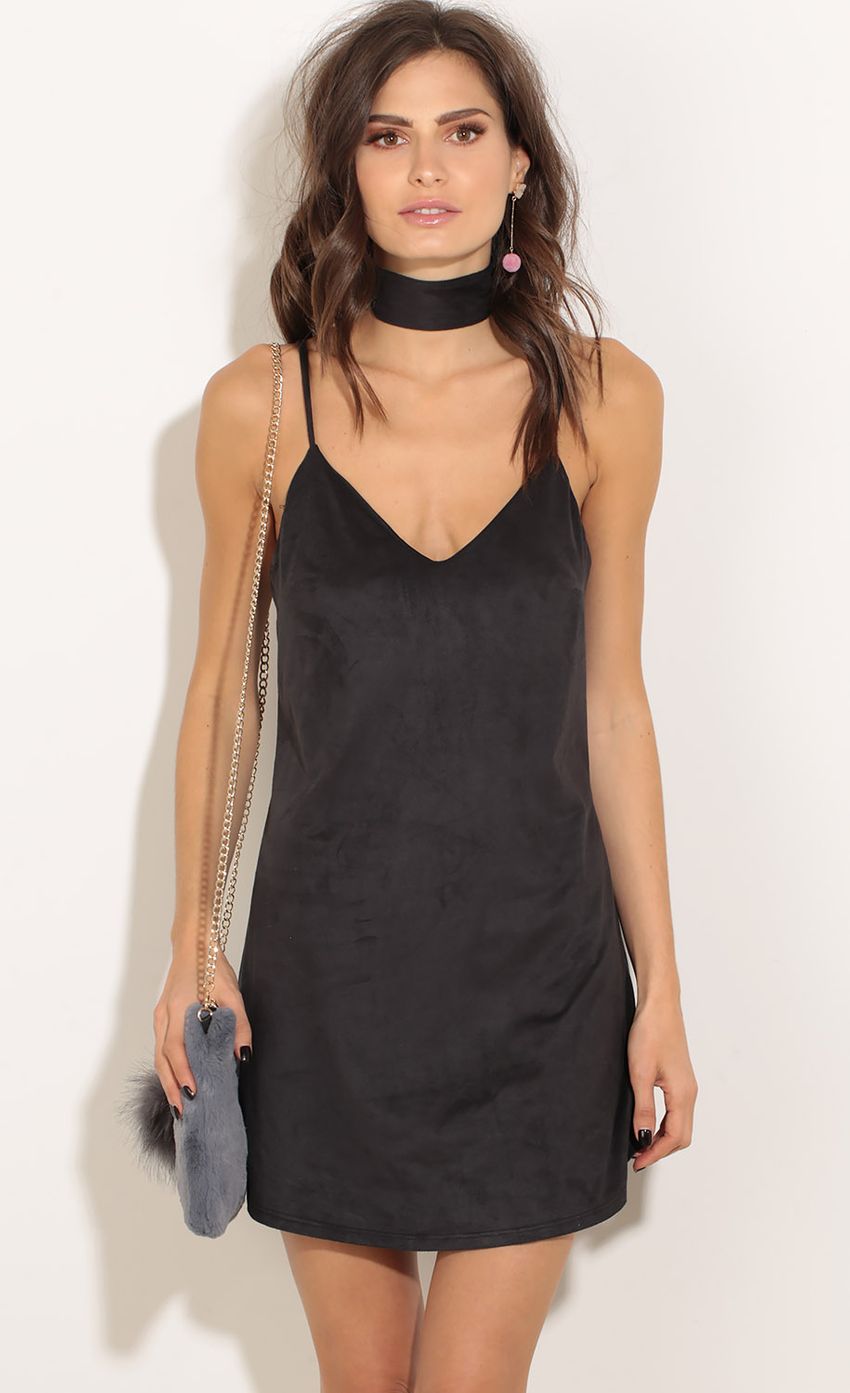 Picture High Neck Suede Shift Dress In Navy. Source: https://media-img.lucyinthesky.com/data/Nov16_1/850xAUTO/0Y5A3060.JPG