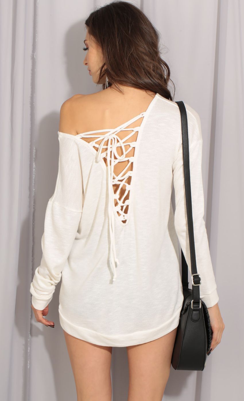 Picture Lace-Up Knit Jumper In Ivory. Source: https://media-img.lucyinthesky.com/data/Nov16_1/850xAUTO/0Y5A5024.JPG