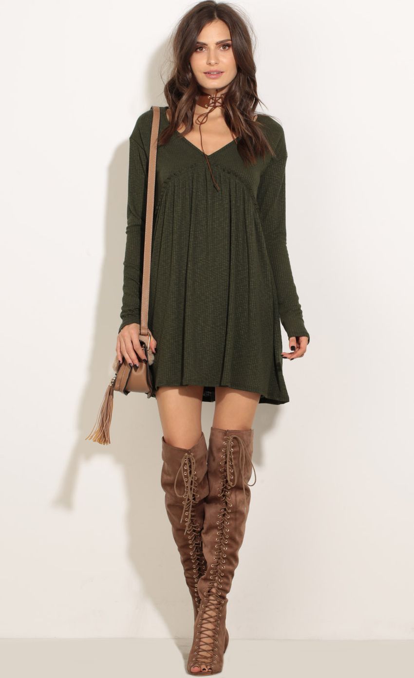 Picture Babydoll Knit Dress In Forest Green. Source: https://media-img.lucyinthesky.com/data/Nov16_1/850xAUTO/0Y5A5187.JPG