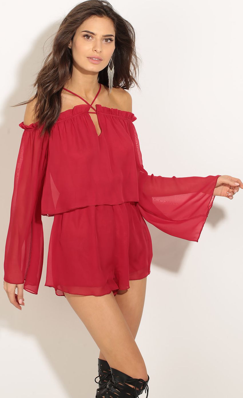 Picture Layered Chiffon Romper In Red. Source: https://media-img.lucyinthesky.com/data/Nov16_2/850xAUTO/0Y5A4396.JPG