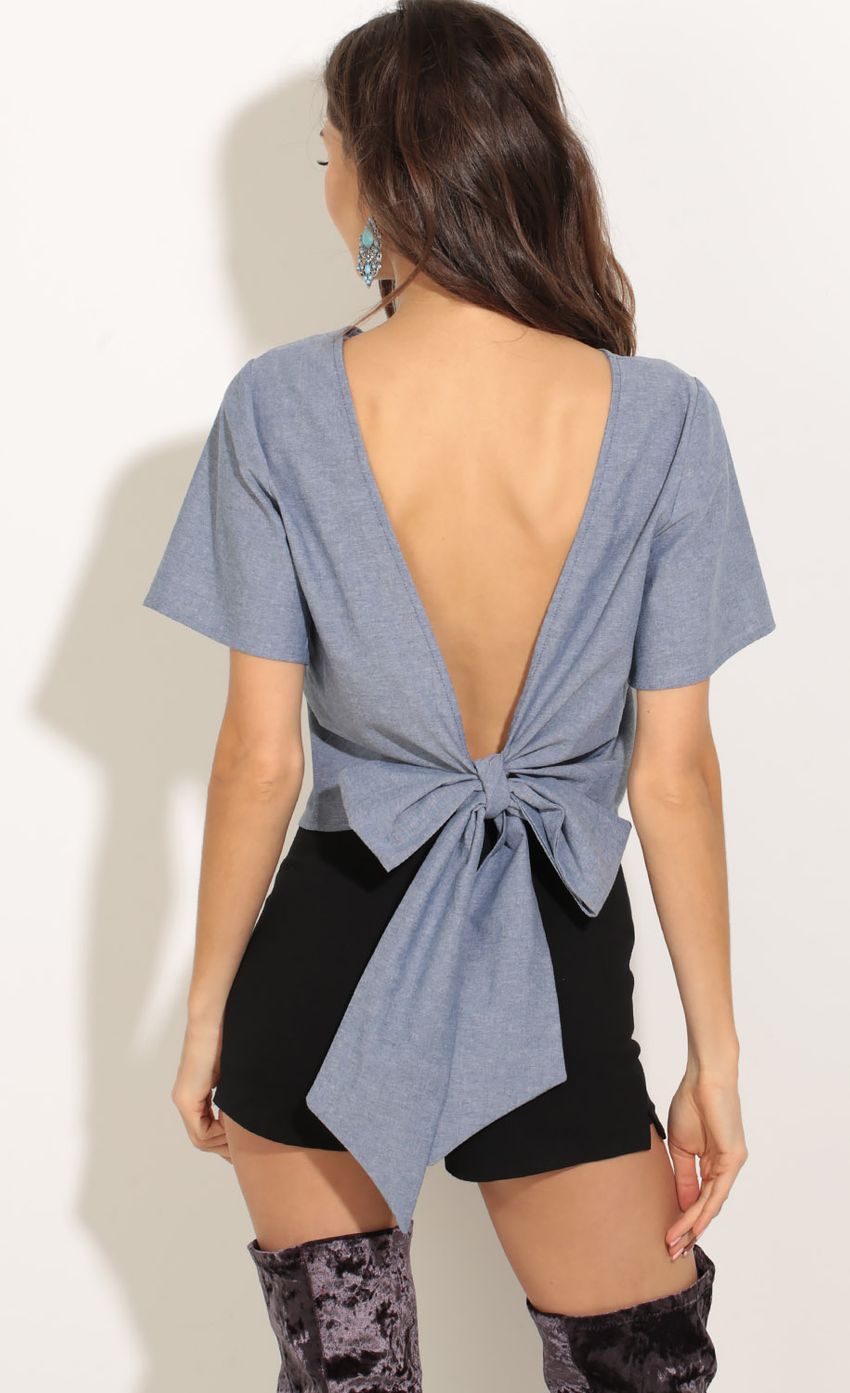 Picture Tie-Back Denim Top. Source: https://media-img.lucyinthesky.com/data/Nov16_2/850xAUTO/0Y5A5175.JPG