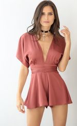 Picture Feeling The Night Satin Romper in Creme Brulee. Source: https://media-img.lucyinthesky.com/data/Nov17_1/150xAUTO/0Y5A5785SS.JPG