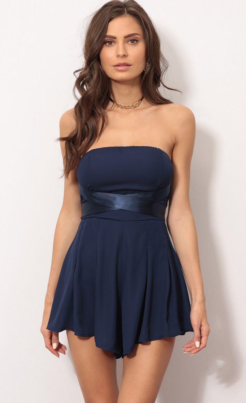 Picture Chiffon Pleated Romper In Navy. Source: https://media-img.lucyinthesky.com/data/Nov17_2/850xAUTO/0Y5A7732.JPG