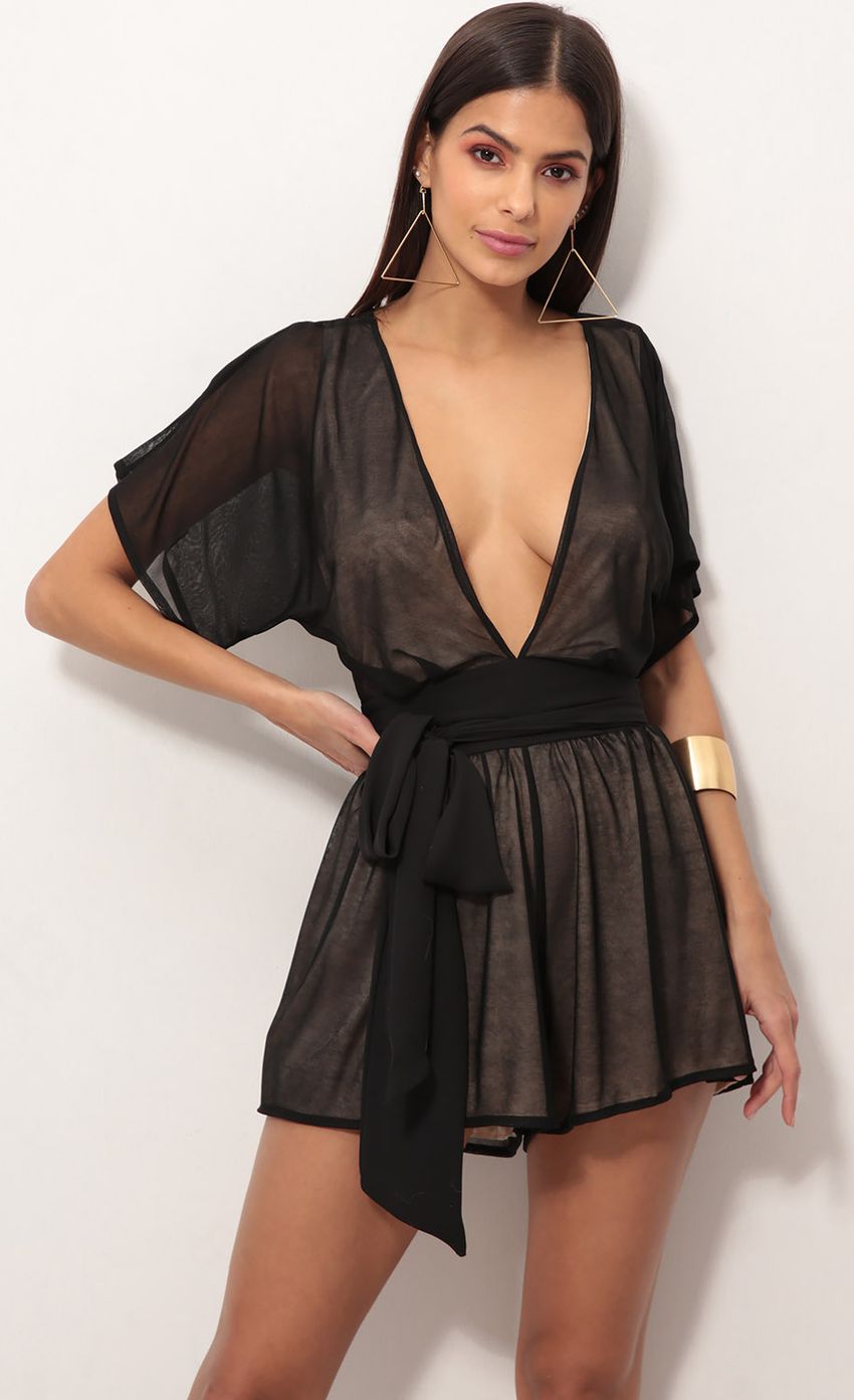 Picture Feeling The Night Romper In Black. Source: https://media-img.lucyinthesky.com/data/Nov18_2/850xAUTO/0Y5A9017.JPG