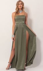 Picture Satin Maxi Dress in Olive Green. Source: https://media-img.lucyinthesky.com/data/Nov19_2/150xAUTO/781A4140.JPG