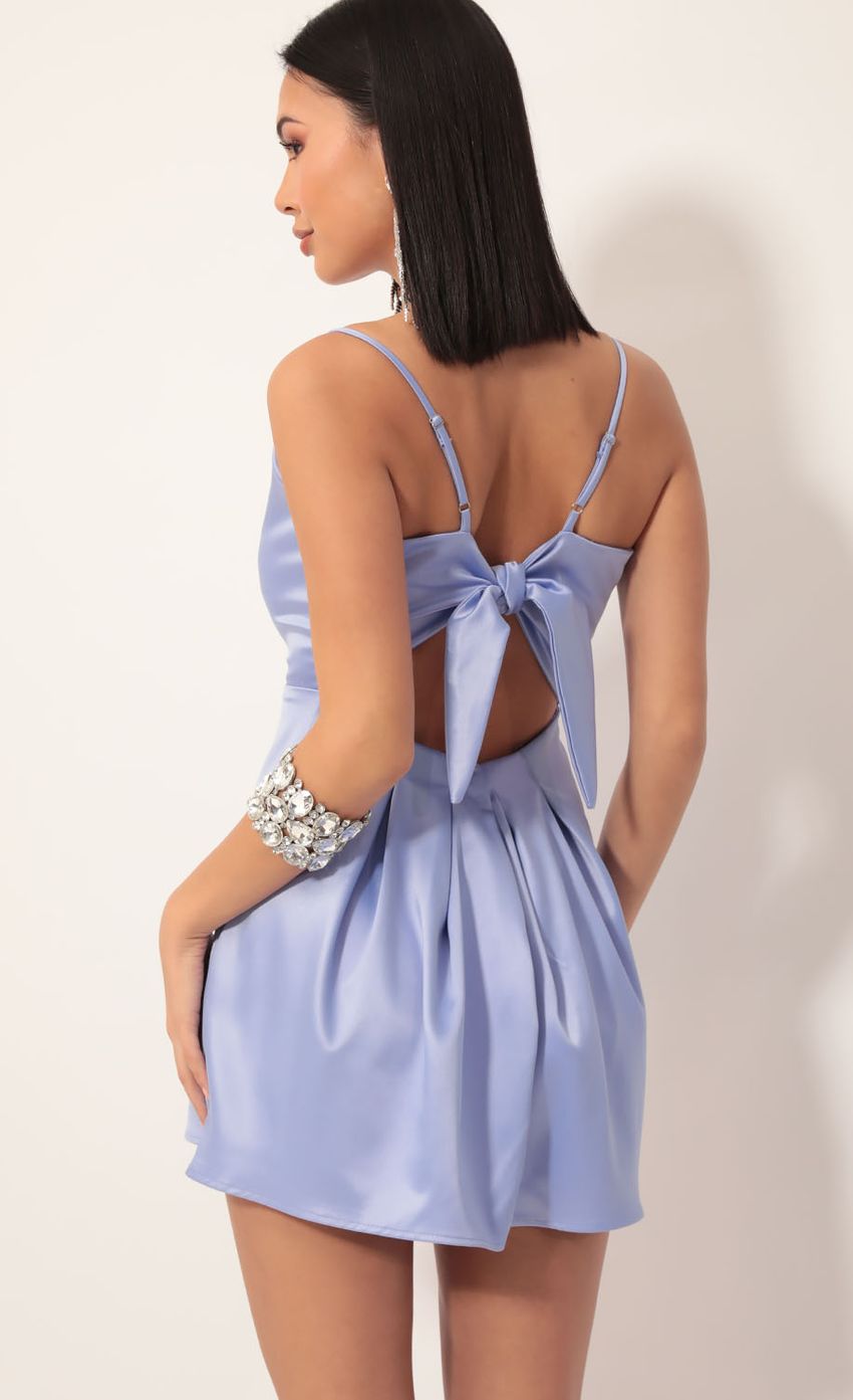 Picture Angeli Pleated Satin Dress in Blue Violet. Source: https://media-img.lucyinthesky.com/data/Nov19_2/850xAUTO/781A5892.JPG