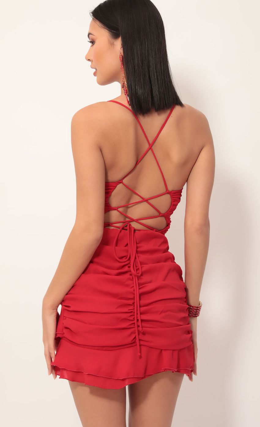 Picture Pleated Ruffle Dress in Red. Source: https://media-img.lucyinthesky.com/data/Nov19_2/850xAUTO/781A7075.JPG