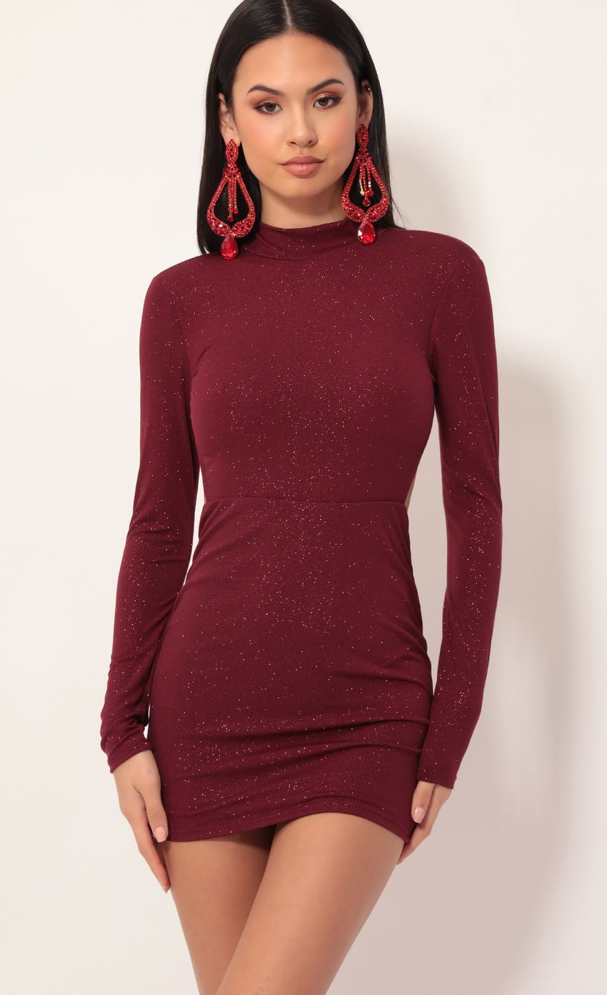 Picture Sparkling Burgundy Open Back Dress. Source: https://media-img.lucyinthesky.com/data/Nov19_2/850xAUTO/781A7086.JPG