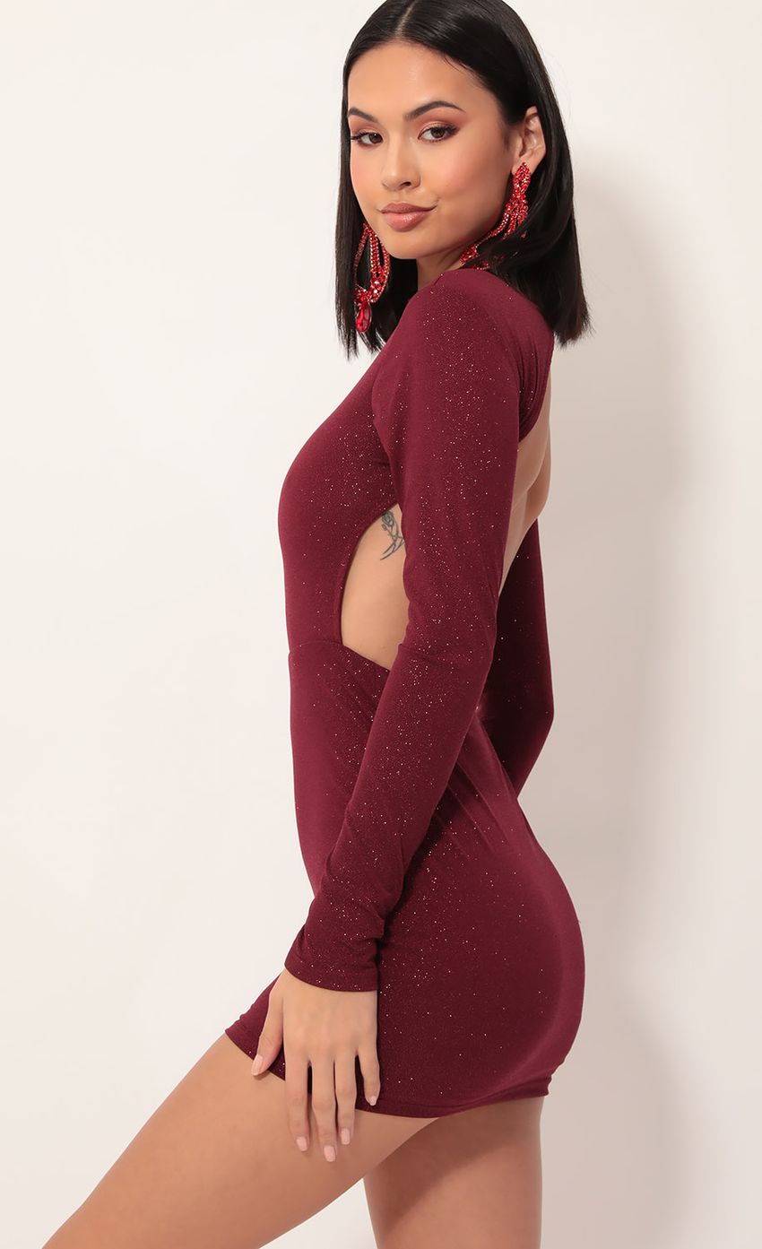 Picture Sparkling Burgundy Open Back Dress. Source: https://media-img.lucyinthesky.com/data/Nov19_2/850xAUTO/781A7100.JPG