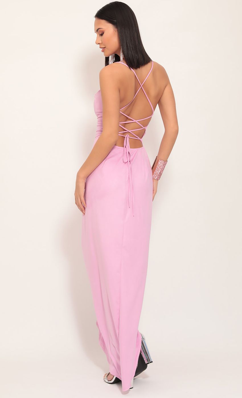 Picture Suede Luxe Maxi Dress in Lilac. Source: https://media-img.lucyinthesky.com/data/Nov19_2/850xAUTO/781A7306.JPG