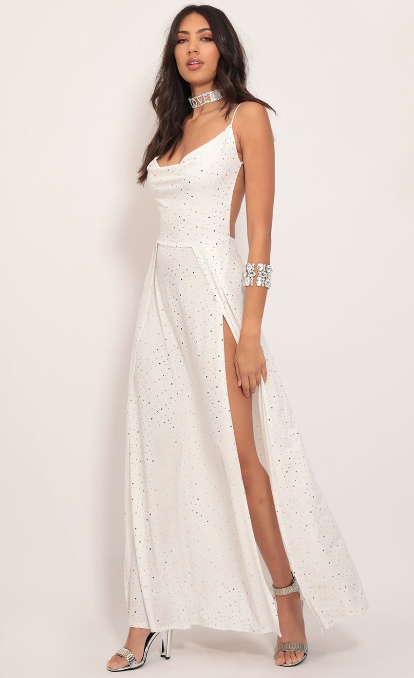 Picture Twinkling Maxi Dress in Ivory Gold. Source: https://media-img.lucyinthesky.com/data/Nov19_2/850xAUTO/781A7332.JPG