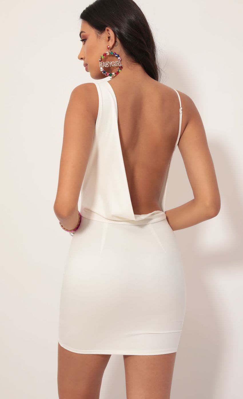 Picture Mi Amour Shoulder Cowl Dress in Ivory. Source: https://media-img.lucyinthesky.com/data/Nov19_2/850xAUTO/781A7990.JPG