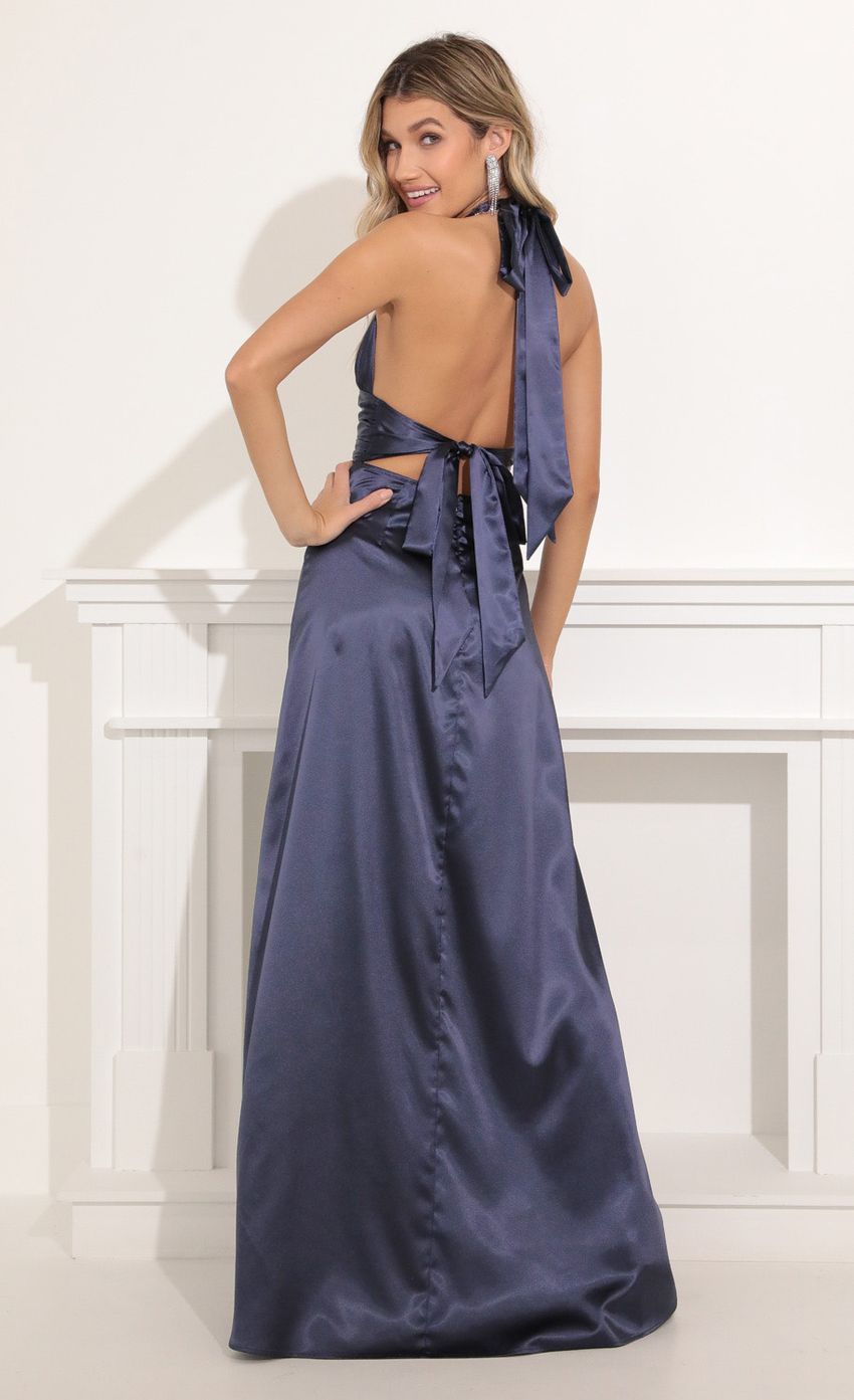 Picture Maxi Satin Dress in Navy Blue. Source: https://media-img.lucyinthesky.com/data/Nov21_1/850xAUTO/1V9A6307.JPG