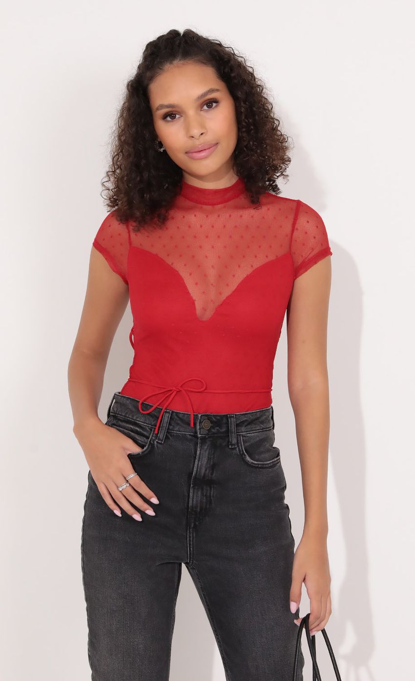 Picture Lace Up Bodysuit in Red. Source: https://media-img.lucyinthesky.com/data/Nov21_1/850xAUTO/1V9A7519.JPG