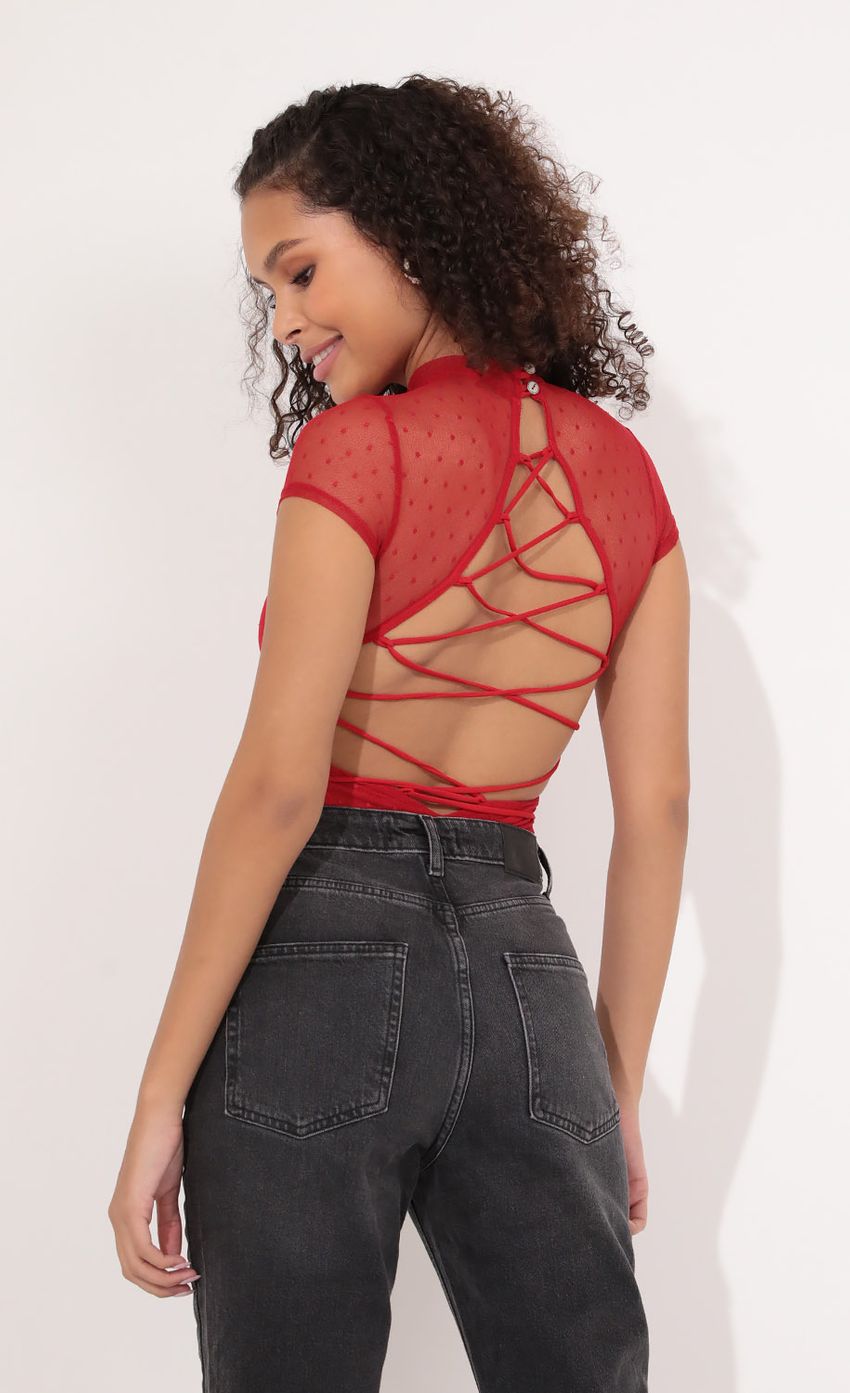 Picture Lace Up Bodysuit in Red. Source: https://media-img.lucyinthesky.com/data/Nov21_1/850xAUTO/1V9A7699.JPG