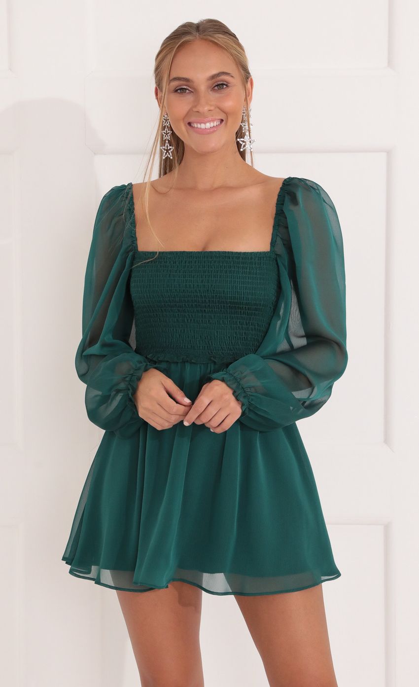 Picture Fit and Flare Dress in Green. Source: https://media-img.lucyinthesky.com/data/Nov21_1/850xAUTO/1V9A8937.JPG