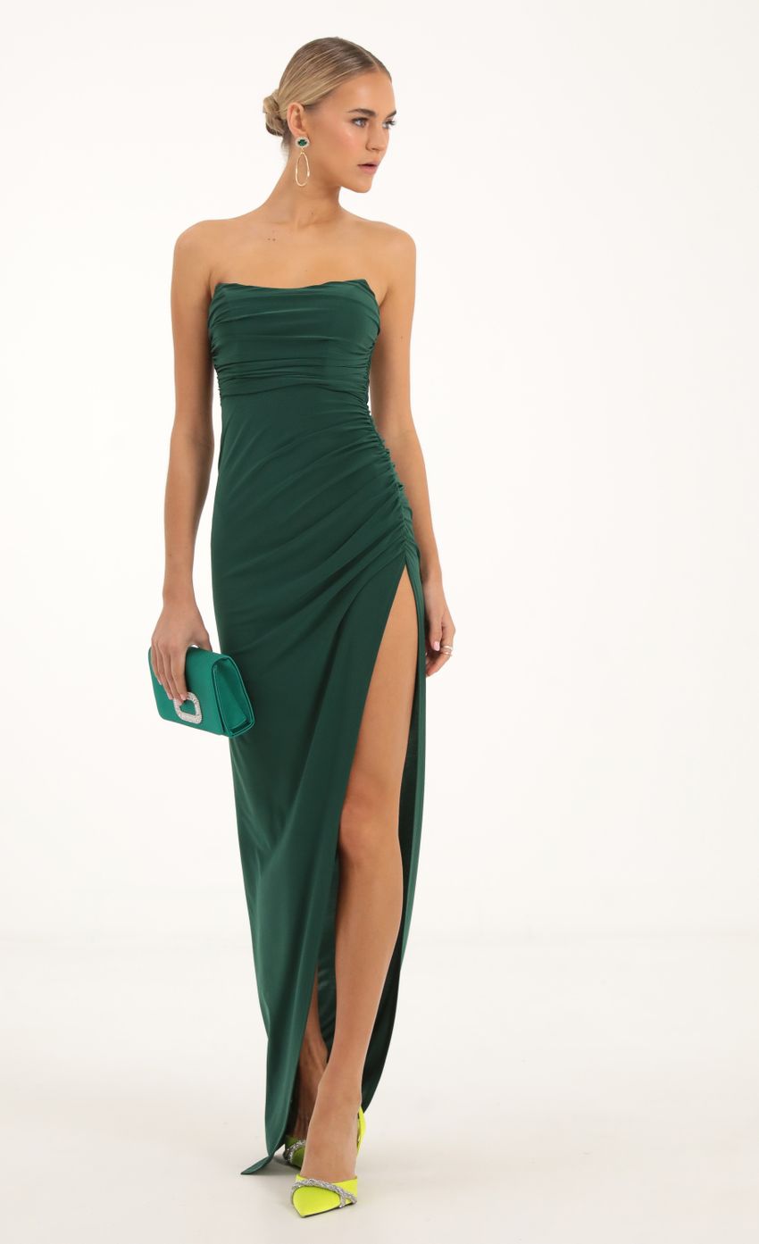 Picture Corset Strapless Maxi Dress in Green. Source: https://media-img.lucyinthesky.com/data/Nov22/850xAUTO/01ccaddf-5808-4d9e-9fbf-800e90e55d05.jpg