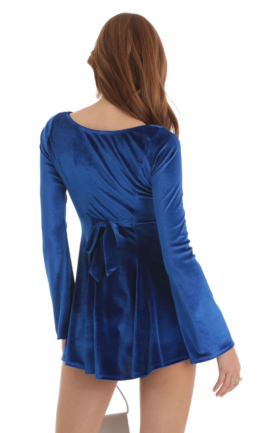 Picture Velvet A-Line Dress in Blue. Source: https://media-img.lucyinthesky.com/data/Nov22/850xAUTO/2ebe9a89-0e2b-4e28-a428-55a849f1bd7a.jpg