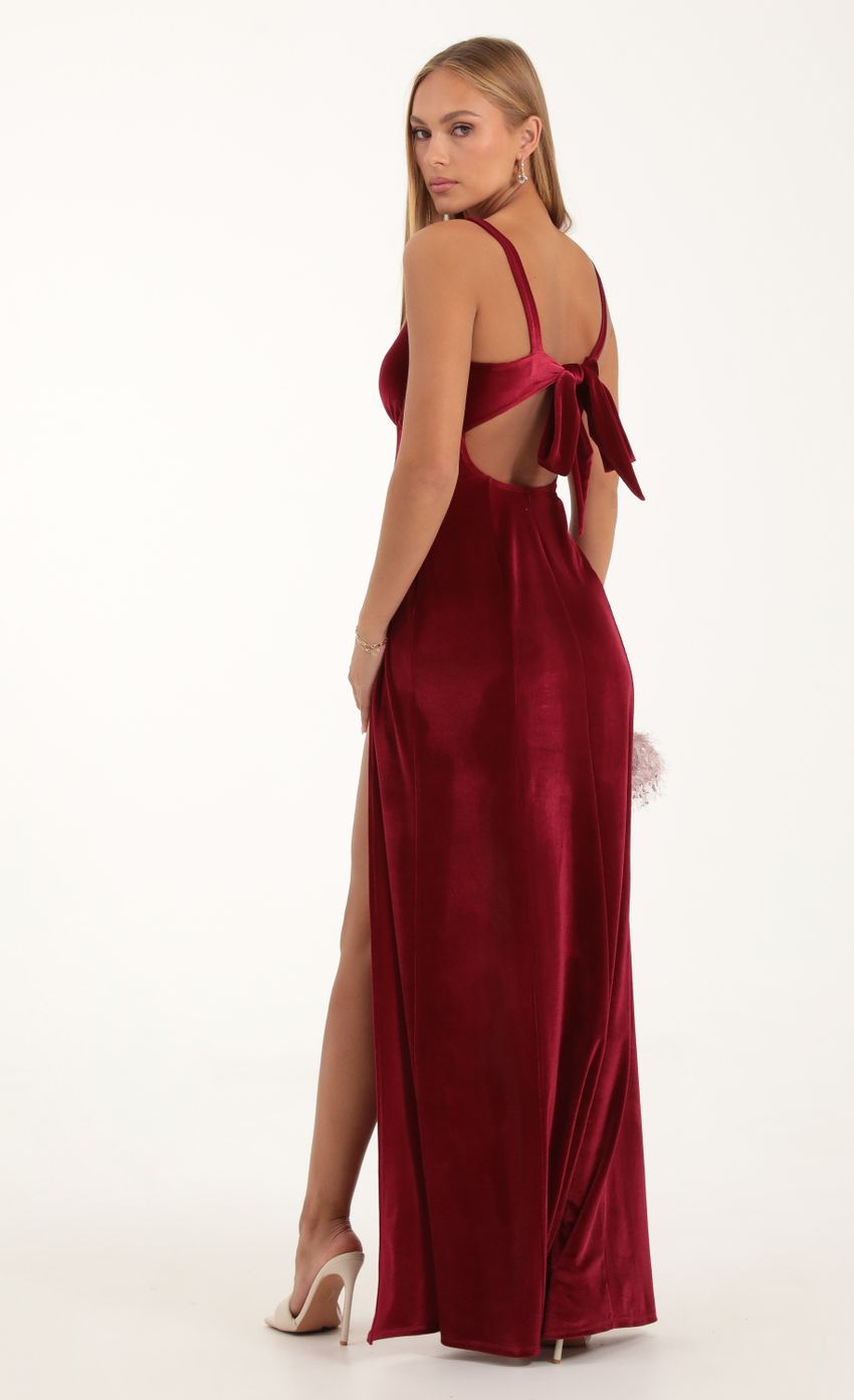 Picture Camber Velvet Maxi Dress in Red. Source: https://media-img.lucyinthesky.com/data/Nov22/850xAUTO/31f8fd70-26bb-4d6e-ad39-915d104d2d98.jpg