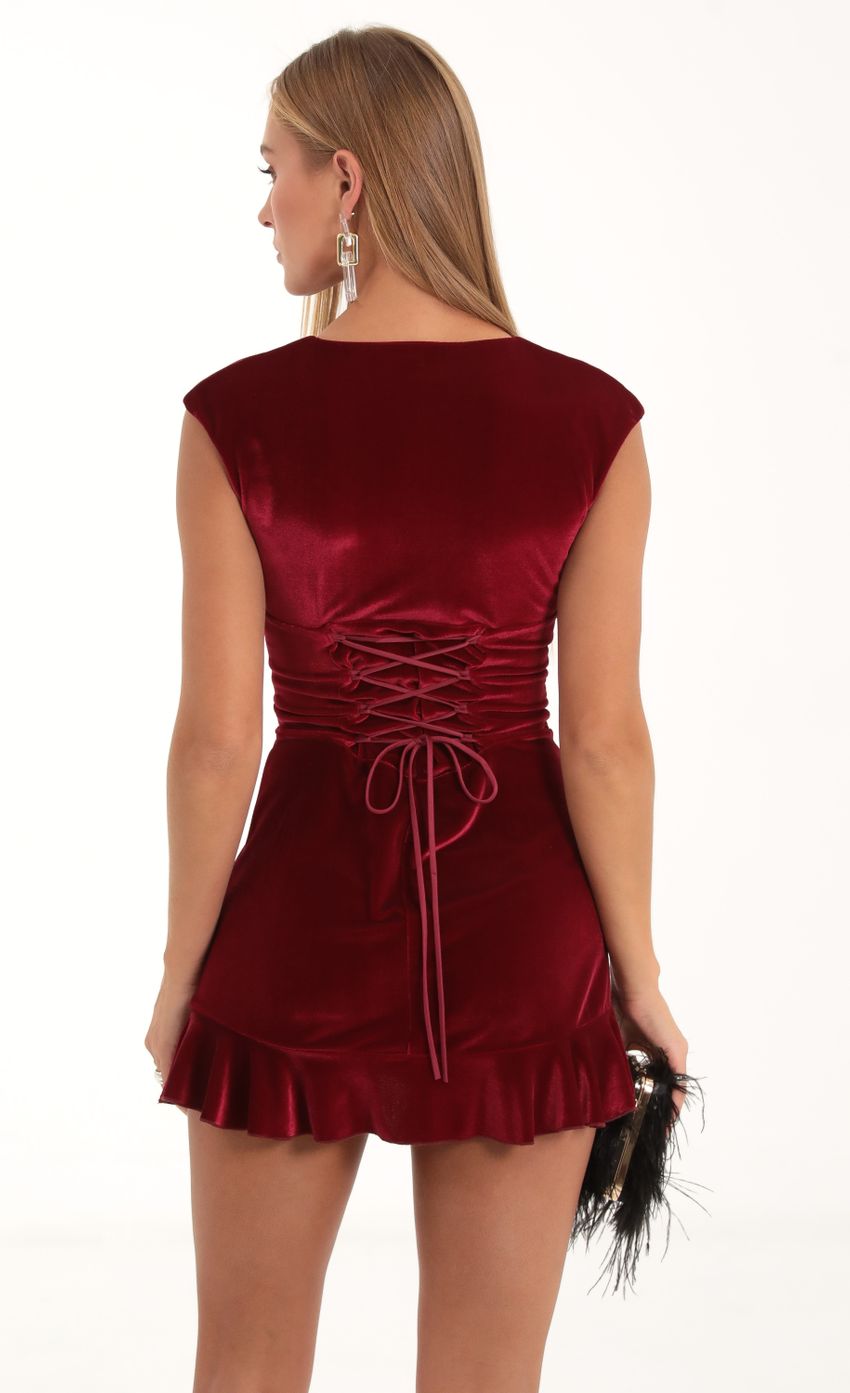 Picture Velvet Hook and Eye Corset Dress in Red. Source: https://media-img.lucyinthesky.com/data/Nov22/850xAUTO/3391817f-6dd0-46ed-95cd-e280386b8c0d.jpg