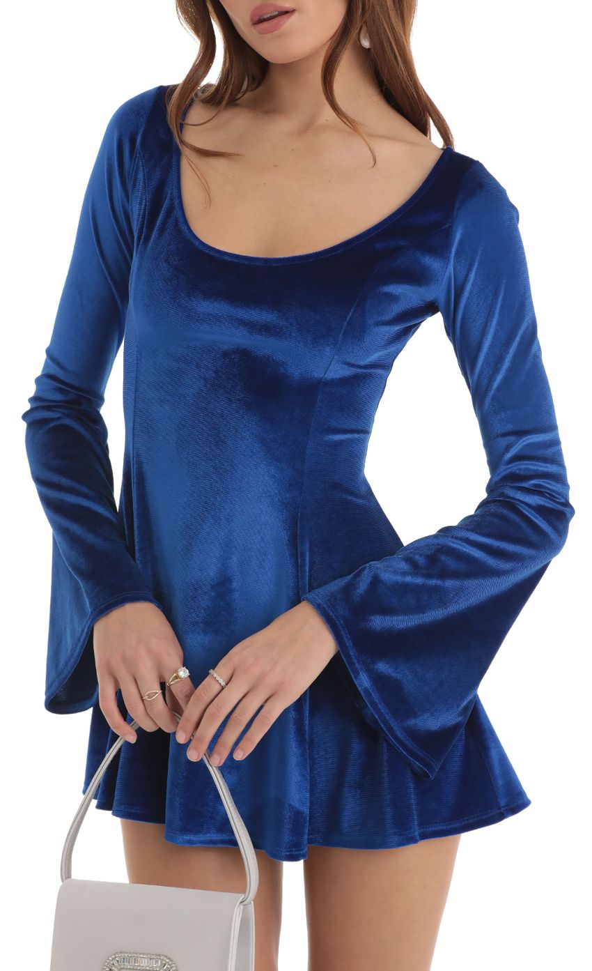 Picture Velvet A-Line Dress in Blue. Source: https://media-img.lucyinthesky.com/data/Nov22/850xAUTO/944cfcc8-b0dd-412c-b557-b921c7bec91d.jpg