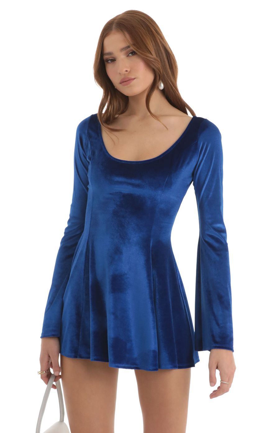 Picture Velvet A-Line Dress in Blue. Source: https://media-img.lucyinthesky.com/data/Nov22/850xAUTO/c22d240a-b82a-4d50-a599-baa49aee158f.jpg