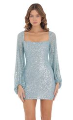 Picture Shantelle Sequin Long Sleeve Dress in Blue. Source: https://media-img.lucyinthesky.com/data/Nov23/150xAUTO/2509a218-26fb-4bab-8037-21dbe3e643e5.jpg
