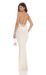 Picture Mira Lace Open Back Maxi Dress in White. Source: https://media-img.lucyinthesky.com/data/Nov23/150xAUTO/9481cc4b-6e41-4d69-9399-b8725e1c7701.jpg