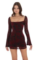 Picture Velvet Floral Long Sleeve Bodycon Dress in Black. Source: https://media-img.lucyinthesky.com/data/Nov23/150xAUTO/d5e8fa1e-9824-49fd-a279-ec4a170ee3b5.jpg