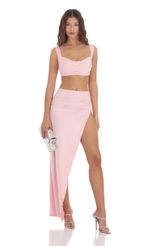 Picture Suede Ruched Two Piece Set in Pink. Source: https://media-img.lucyinthesky.com/data/Nov23/150xAUTO/eed966a0-c8b9-4d5f-96f2-e5e12bc5ecf1.jpg