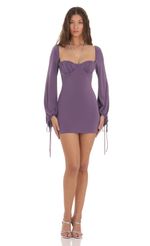 Picture Long Sleeve Bodycon Dress in Purple. Source: https://media-img.lucyinthesky.com/data/Nov23/150xAUTO/fb74ac1f-a3a8-4f1a-a69b-7d03299bb758.jpg