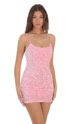 Picture Sequin Bodycon Dress in Hot Pink. Source: https://media-img.lucyinthesky.com/data/Nov23/150xAUTO/fbd588be-0d9d-4a8e-9683-b17b62cc7b63.jpg