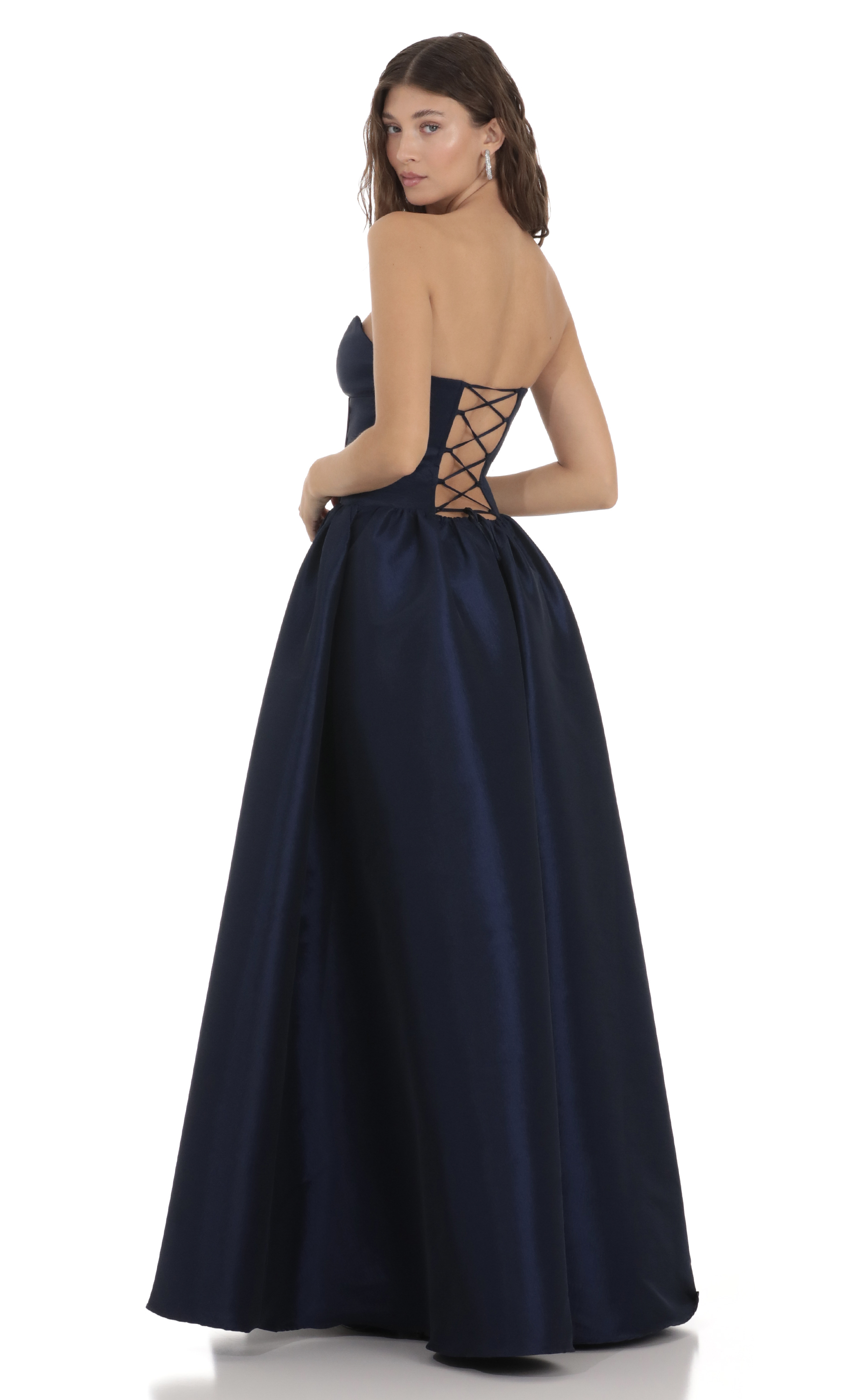 knee length dresses for ladies Samper Strapless Maxi Dress Navy Lower Impact main image 0