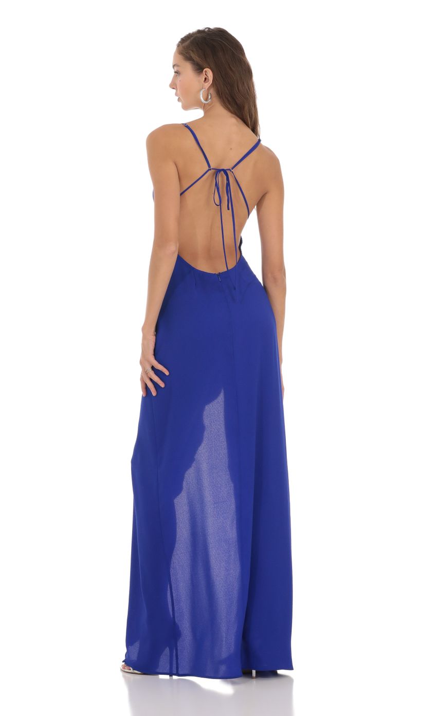 Picture Satin Ruffle Maxi Dress in Royal Blue. Source: https://media-img.lucyinthesky.com/data/Nov23/850xAUTO/08562904-6bb1-4ecc-a3e2-7b4abd3363e4.jpg