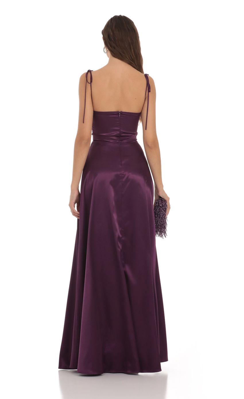 Picture Satin Shoulder Tie Dress in Purple. Source: https://media-img.lucyinthesky.com/data/Nov23/850xAUTO/116bbaf0-7fd5-4002-93c8-5da472b5d7ad.jpg