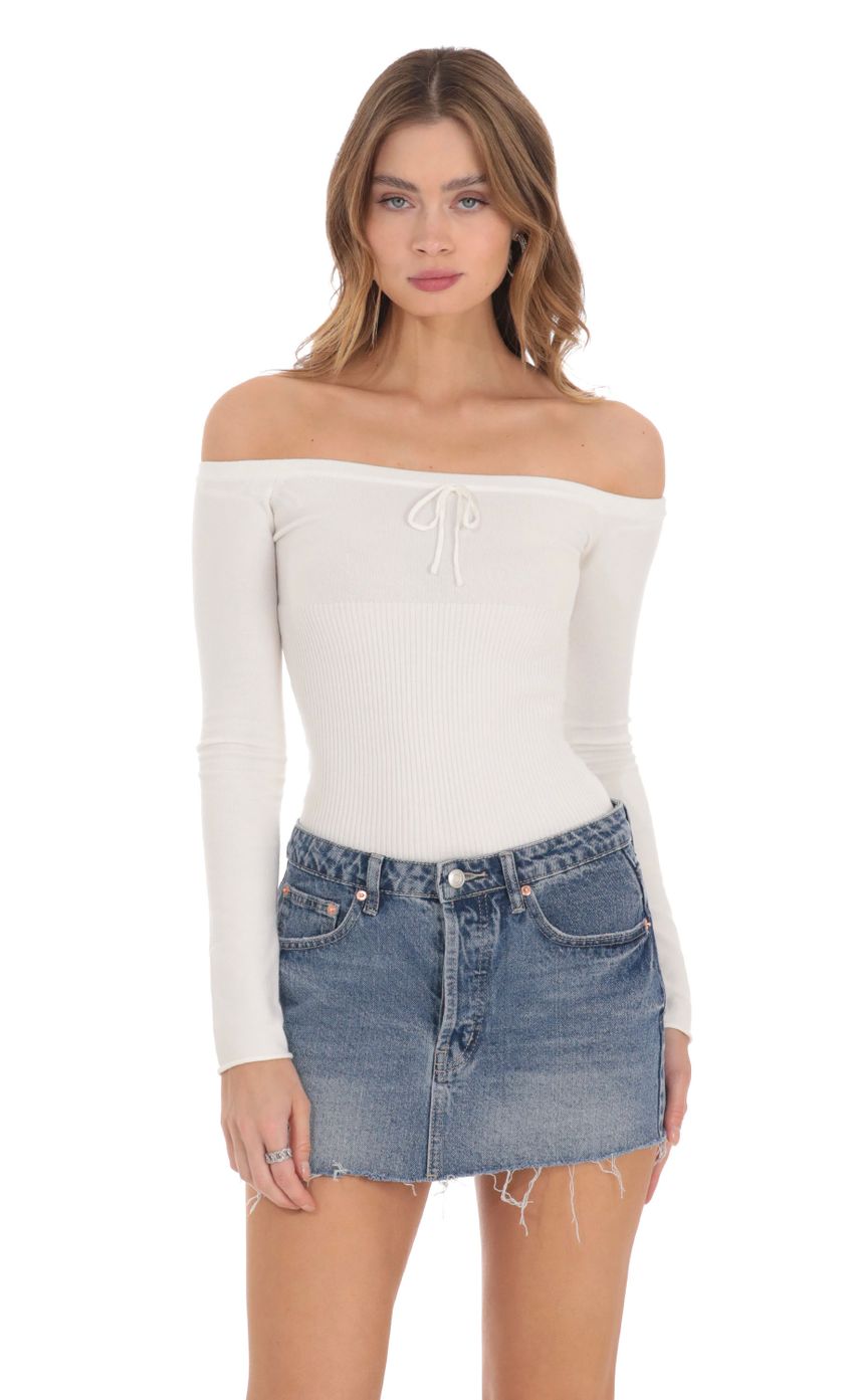 Product image for Raw Hem Jean Skirt in Blue Denim