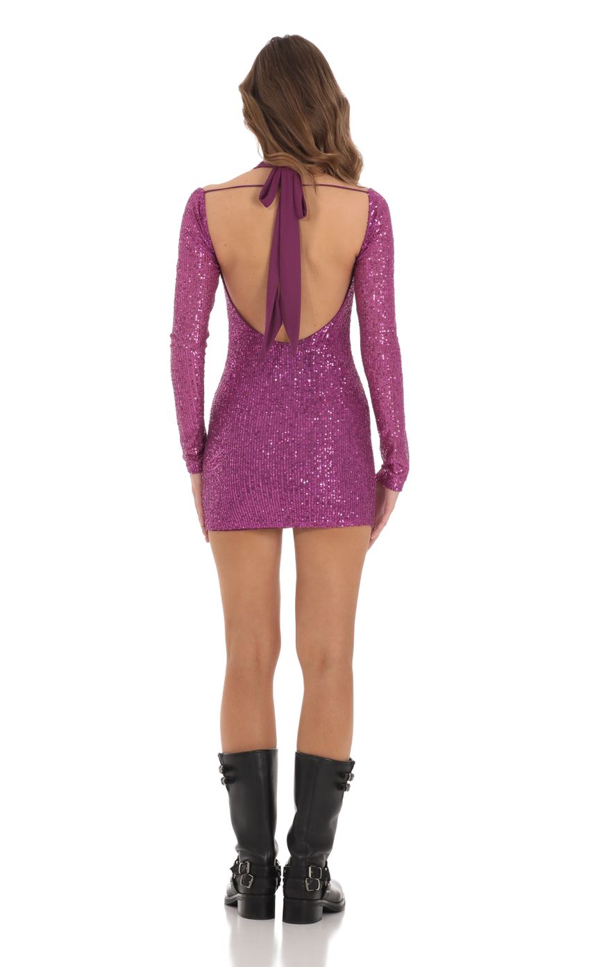 Picture Reanne Sequin Shoulder Cutout Dress in Purple. Source: https://media-img.lucyinthesky.com/data/Nov23/850xAUTO/14a74fc7-4630-44df-a3f0-a653707ee25e.jpg