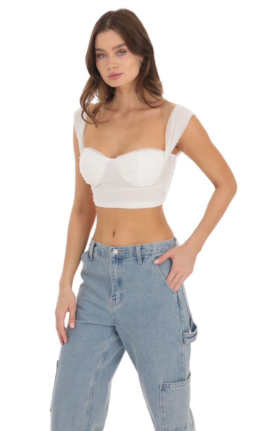 Picture Dotted Mesh Top in White. Source: https://media-img.lucyinthesky.com/data/Nov23/850xAUTO/1b7cf484-79b2-43c0-b5e0-6f614487eed5.jpg