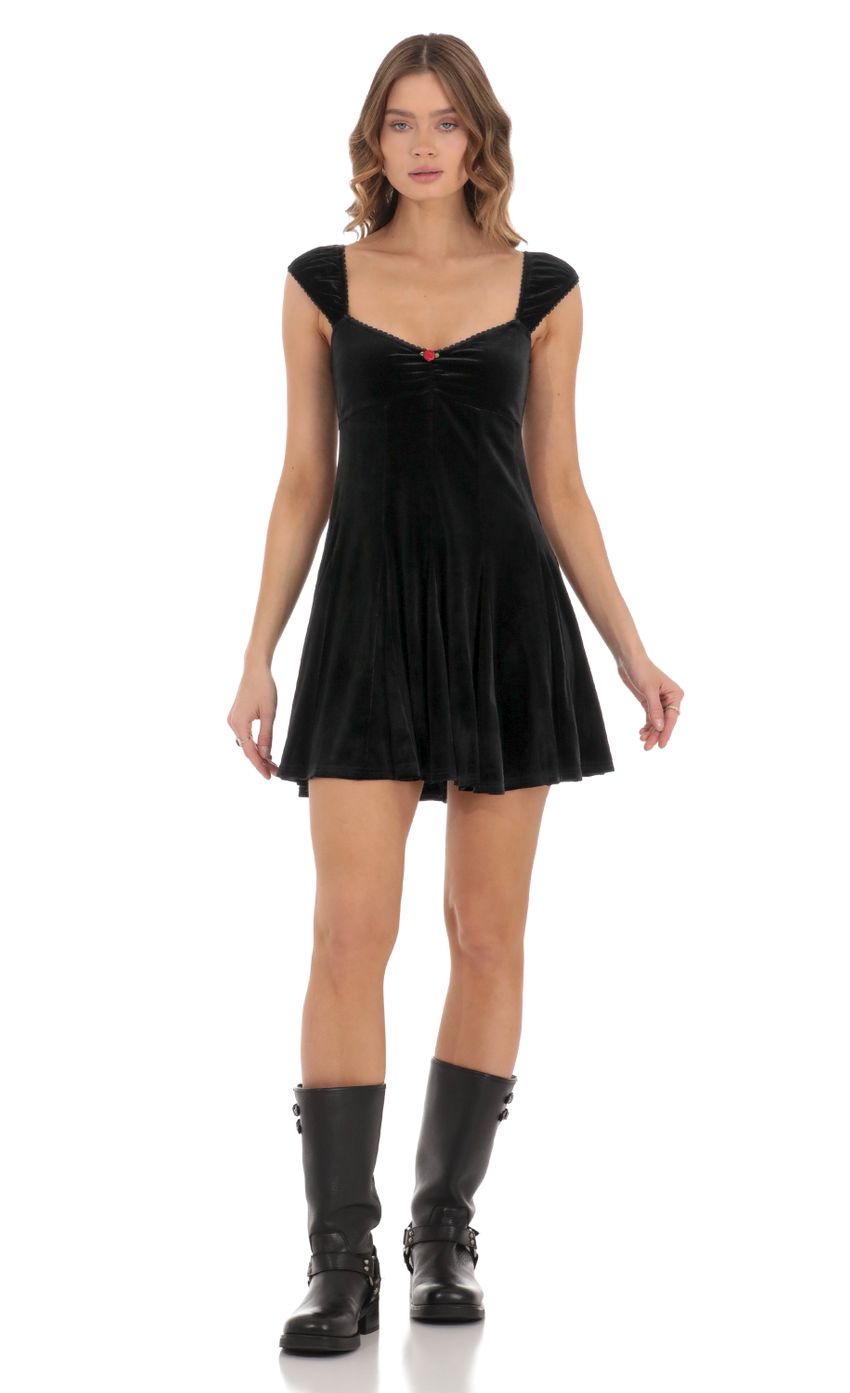 Picture Velvet A-line Dress in Black. Source: https://media-img.lucyinthesky.com/data/Nov23/850xAUTO/1d7536b2-c5de-4e1e-bde6-f01361def3f5.jpg