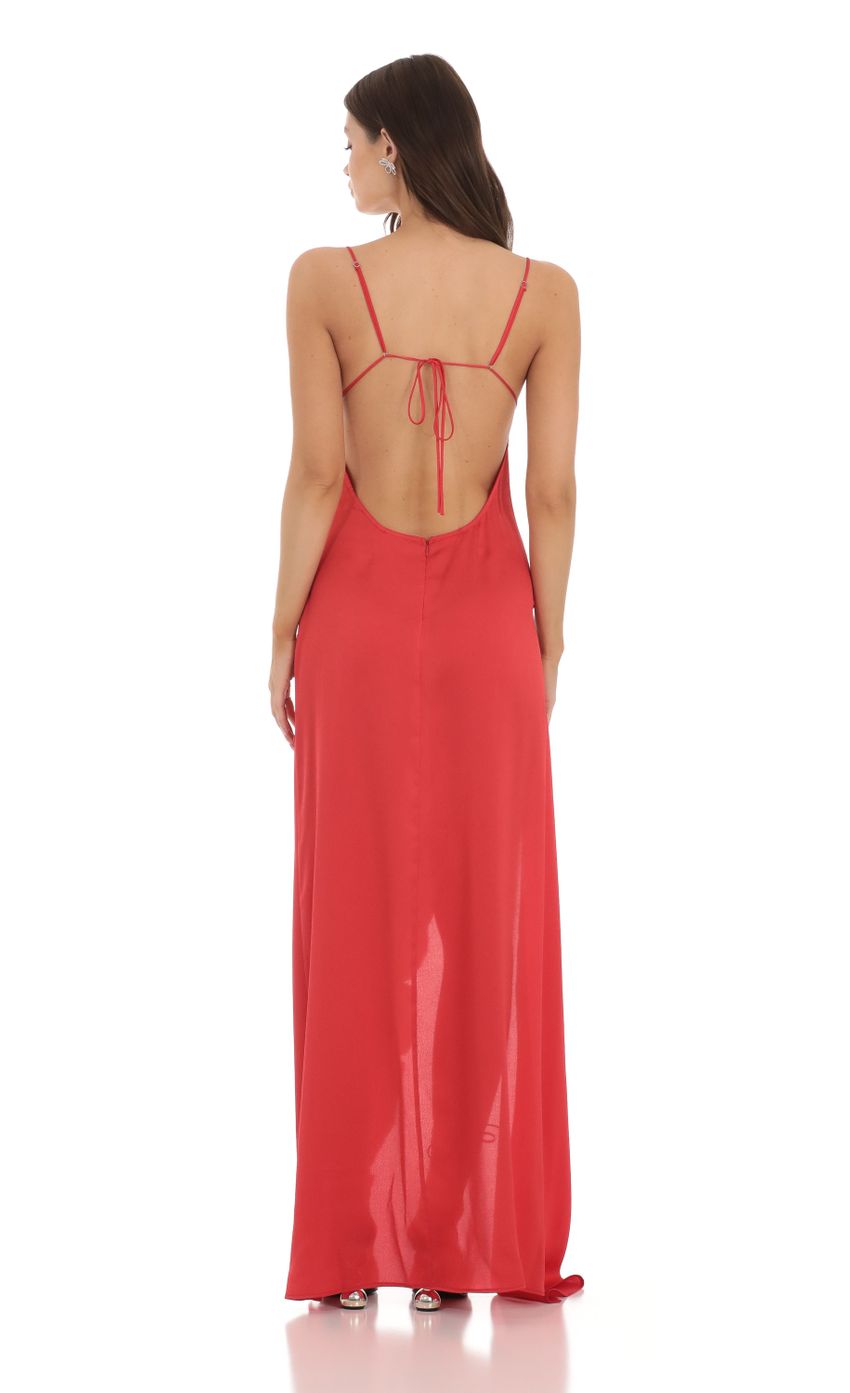 Picture Satin Ruffle Slit Maxi Dress in Red. Source: https://media-img.lucyinthesky.com/data/Nov23/850xAUTO/1d86dc3c-3836-47d8-b298-86143e490733.jpg